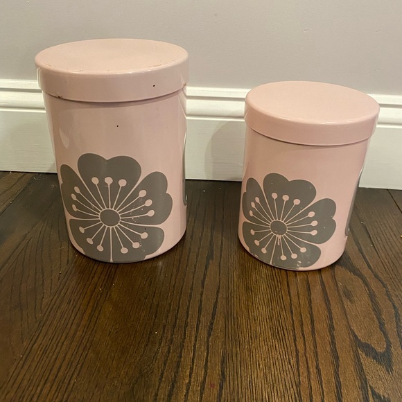 Kitchen Vintage Pink Kitchen Canisters Storage Silver Flower Poshmark
